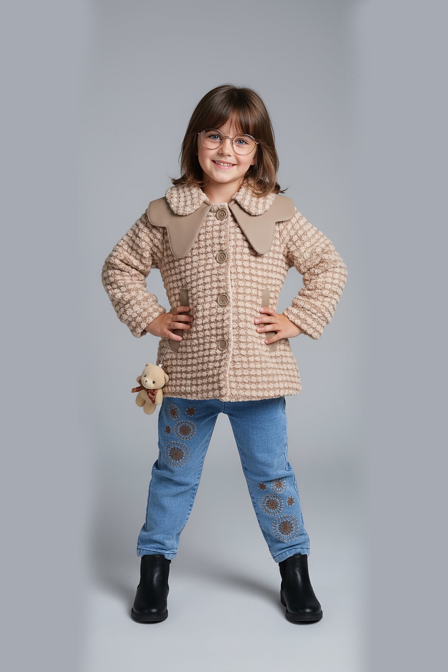 China Ball Fur Jacket with Denim Pant (LPWG-0012)