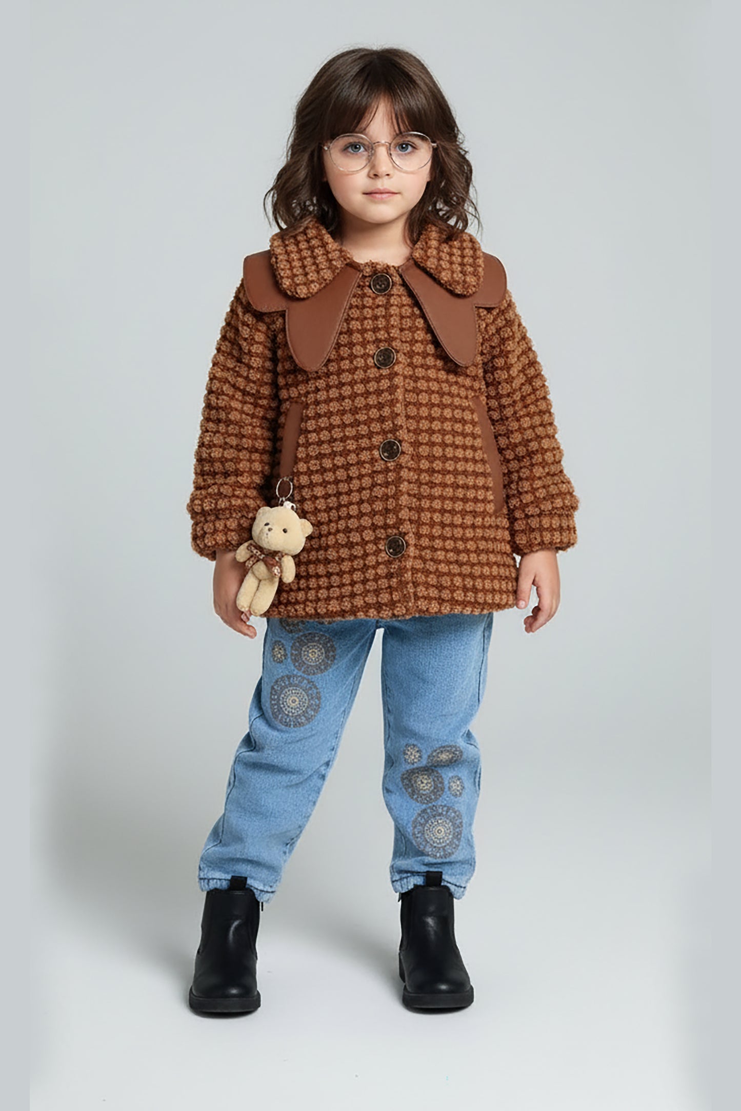 China Ball Fur Jacket with Denim Pant (LPWG-0012)